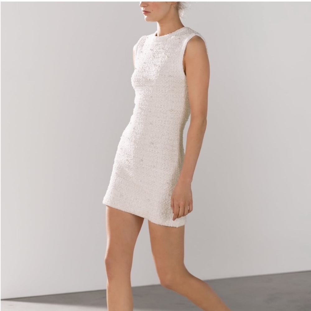 Zara pearl trim knit dress